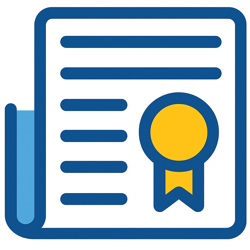 Icono de certificado representando autenticación y legalización de documentos