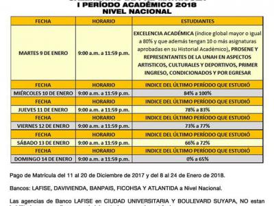 Calendario de Pre-matrícula I PAC 2018